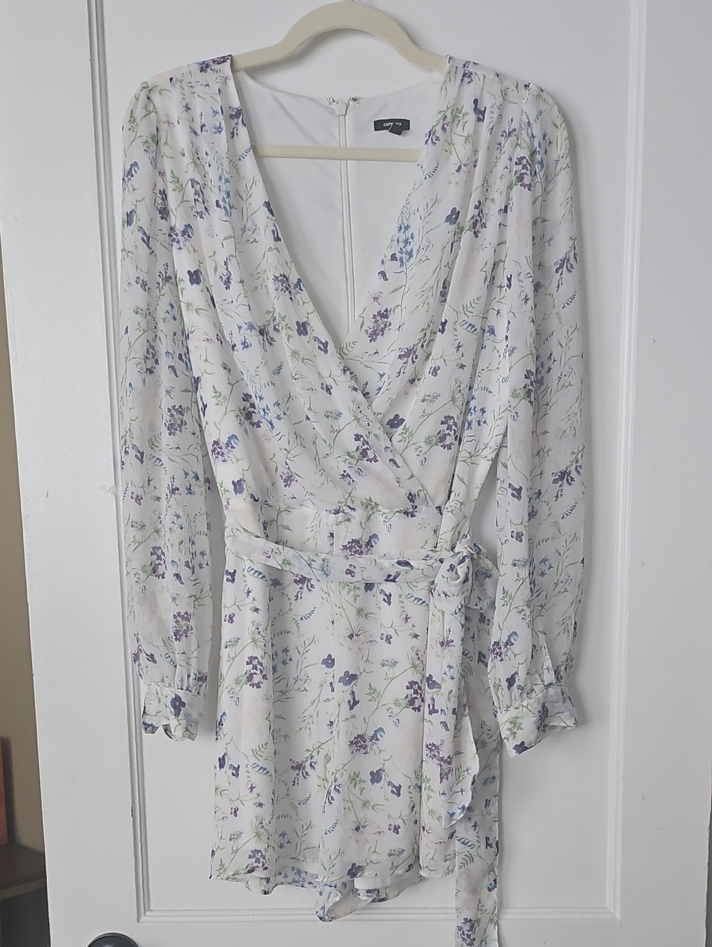 Express White Floral Wrap Jumper with Lined Shorts
